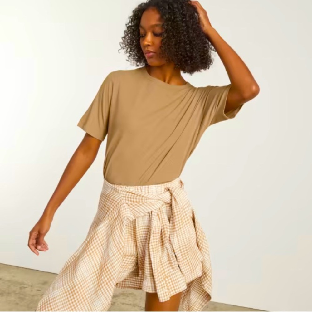 EVERLANE The Air Oversized Crew Tee 💛🧡🤎 Iced Coffee ☕️ XL NWT